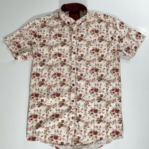 SWADE British Designed Floral Short Sleeve Button Down Shirt Size Small